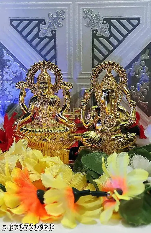 Brass God Laxmi Ganesh Set (7x7x1cm), Hindu idols for home worship and gifting, Diwali decor