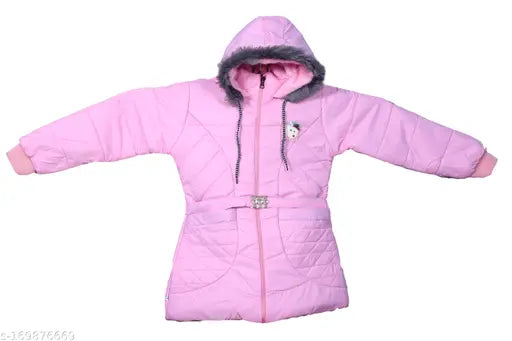 Stylish fur nylon jacket for baby girls, 18-24 months or 2-3 years, keeping them warm in winter