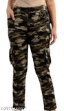 Printed cotton lycra army print cargo pants for women, size 28, 32, 34, 36, and 46 from India