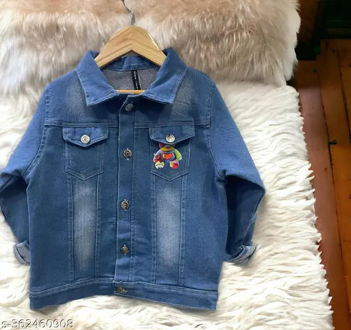 Denim Boys n Girls Moschino jacket, printed net pattern for kids aged 2-8 years