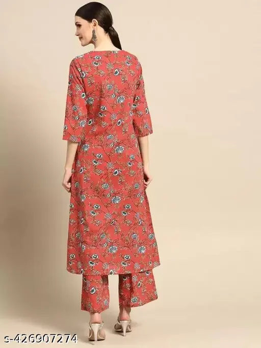 Neworange rayon Kurta-Palazzo set, printed net, three-quarter sleeves, women's Indian fashion wear