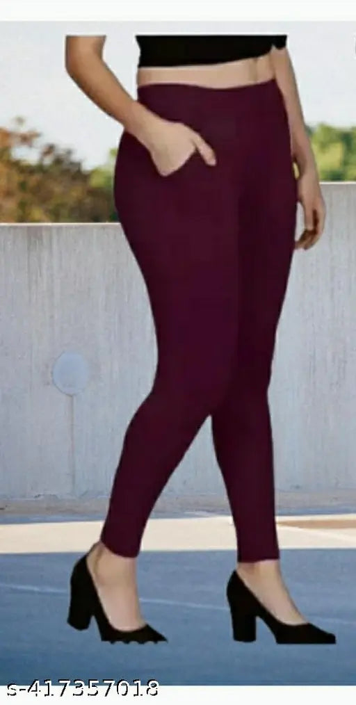 Cotton blend solid-colored women's jeggings pack of 2, stylish and comfortable Indian fashion for varied sizes