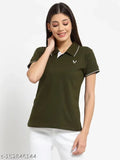 Olive green short sleeve cotton t-shirt by KZALCON, ideal for casual wear and versatile styling