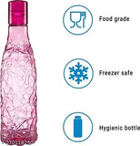 Unbreakable plastic 1 liter mosaic FridgeWater bottles set of 6, crystal clear with wide mouth, ergonomic design for gym, yoga, office, school, travel, and home use. Freezer and dishwasher safe. Ideal for cold beverages storage. Made in Iceland