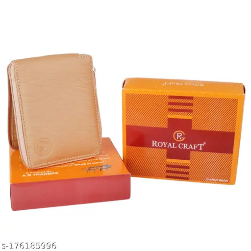Brown PU leather men's two-fold wallet with 2 compartments, made in India