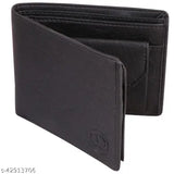 Solid faux leather men's wallet with 2 compartments and 3 card slots, ideal for formal occasions