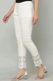 Regular fit cotton trousers - solid, elasticated, women's, made in India