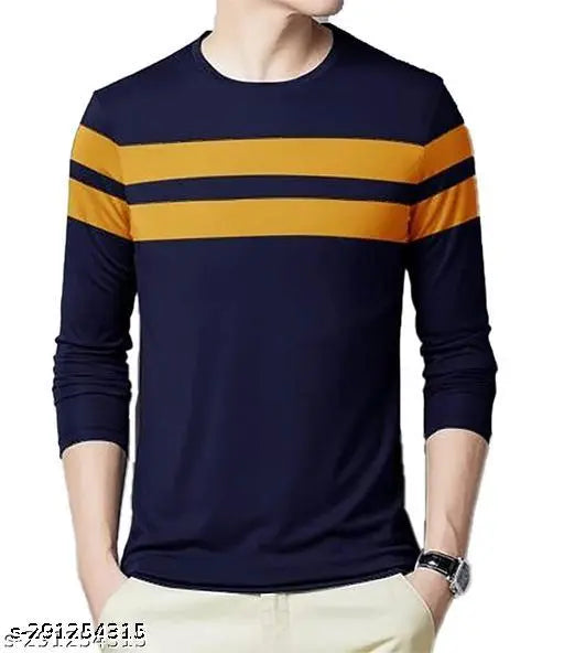 Printed cotton blend men's regular fit full sleeve T-shirt, long sleeves, country of origin: India