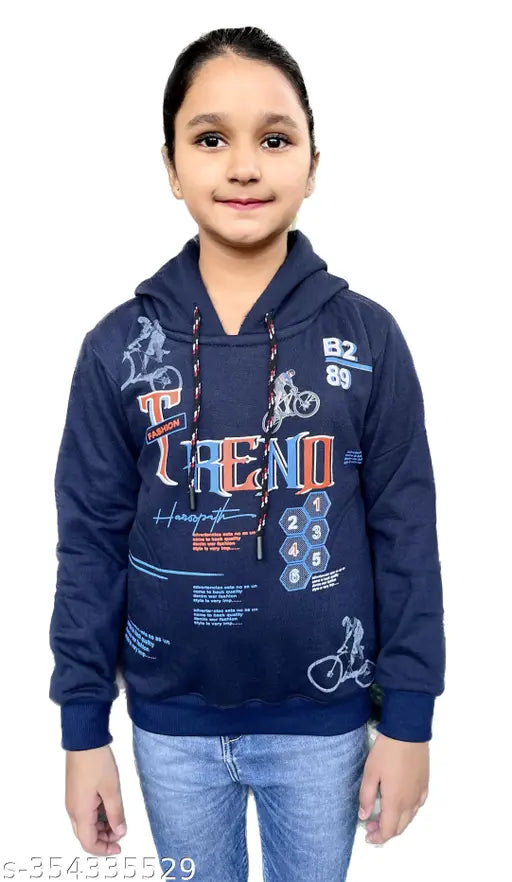 Unisex Kids Winter Fleece Hoodies - Embroidered cotton hoodie with long sleeves and side pockets for warmth and style. Ideal for kids aged 3-12 years old, made in India