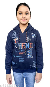 Unisex Kids Winter Fleece Hoodies - Embroidered cotton hoodie with long sleeves and side pockets for warmth and style. Ideal for kids aged 3-12 years old, made in India
