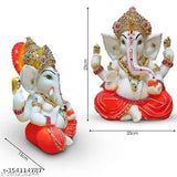 Resin Ganesha statue for home decor, luxurious showpiece for living rooms. Dimensions: 23cm x 23cm x 15cm. Indian-crafted idol