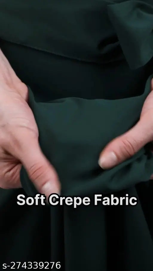 Trendy professional crepe crop top and bottom, solid color, L size (waist 32in, length 39in), made in India