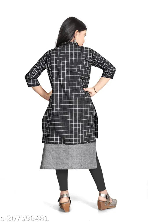 Three-quarter sleeve solid cotton kurti for kids aged 6-16 years, made in India