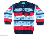 Multicolor wool sweater for boys, sizes 3-12 years, fun printed pattern, cozy winter wear from India
