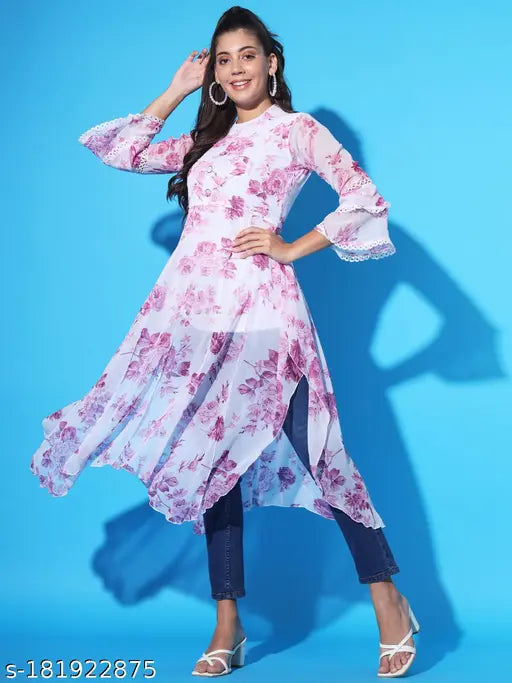 Stylish georgette dress with less pumpum and net print, sleeveless, XS-XL sizes for women's fashion