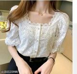 Cotton white best top, short sleeves printed net, men's/women's size M & L originating from India