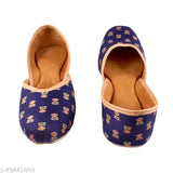 Stylish synthetic printed jutis and bellies for women and girls, slip-on flat shoes. Trendy footwear from India