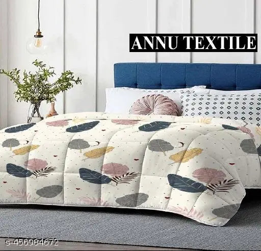 Cotton blend double bed comforter, all-weather reversible quilt blanket - 90x100 inches, country of origin: India