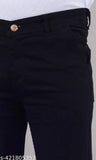 Men's regular black denim jeans with stretchable fabric, versatile for casual and semi-formal wear. Close-up image shows unique detailing on Indian-made jeans (Size 42, 44, 46, 48, or 50)