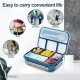 Dark Union Multicolor Leak Proof Lunch Box: Microwave & Freezer Safe, 4 Compartments, Reusable, Food-Grade PP Plastic for Adults & Kids