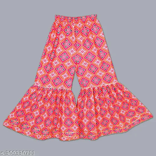 Cotton blend sharara crop top & crepe sharara dress for girl, dyed/washed in various sizes from 1-15 years, perfect for festivals & celebrations, India origin
