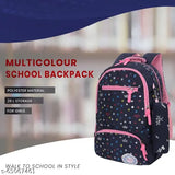 Navy blue polyester net water-resistant high storage backpack for girls & women, 18 inch - ideal for school/college/travel