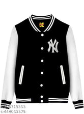 Trendy wool varsity jacket for kids (12-16 years), solid-colored party wear jacket, India origin