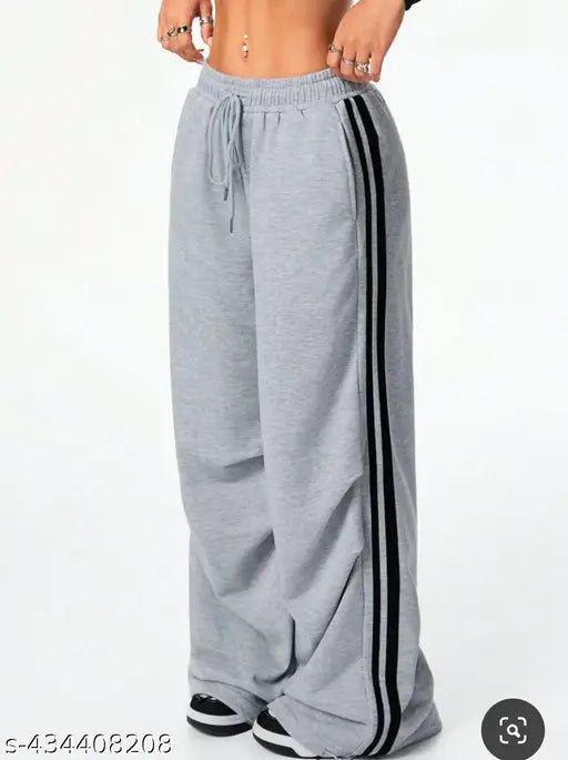 Black striped cotton women's joggers, solid pattern, sizes S-XXL, Indian origin