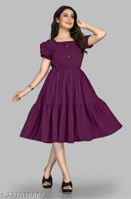 Women's rayon flared kurta, solid viscose dress for any occasion, stylish design in crepe fabric