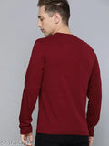 Maroon graphic printed Ironman London Crew mens T-shirt, 100% cotton long sleeve