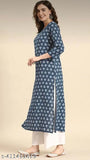 Grey rayon katha plazzo set, beautiful kurti with printed grey and white plazzos, Indian origin