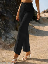 Lycra bell bottom trousers for women, classic fit and style, trendy clothing for ladies with solid net pattern