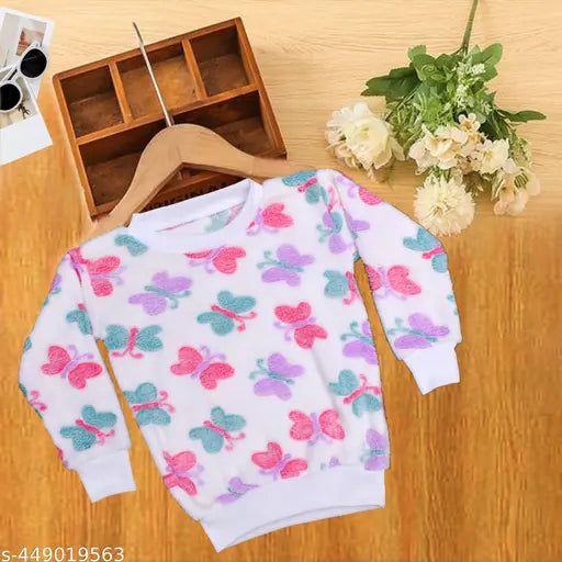 Wool printed net butterfly sweater for toddlers aged 12 months to 7 years, origin India