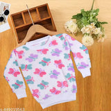 Wool printed net butterfly sweater for toddlers aged 12 months to 7 years, origin India