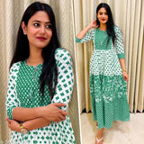 Pure cotton full-flared long kurti, printed combo, available in plus sizes from M to 7XL, mirror work, India