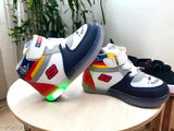Kids LED light shoes: Unisex synthetic leather and cotton blend, colorblocked design, ideal for 2.5-5 years old boys and girls, waterproof Velcro closure, comfortable sole, night outings partywear, easy to wear, good quality, descent looking