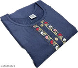 Woolen winter kurti in solid embroidery style, three-quarter sleeves. Handcrafted Indian women's fashion wear with cotton lining." (124 characters)