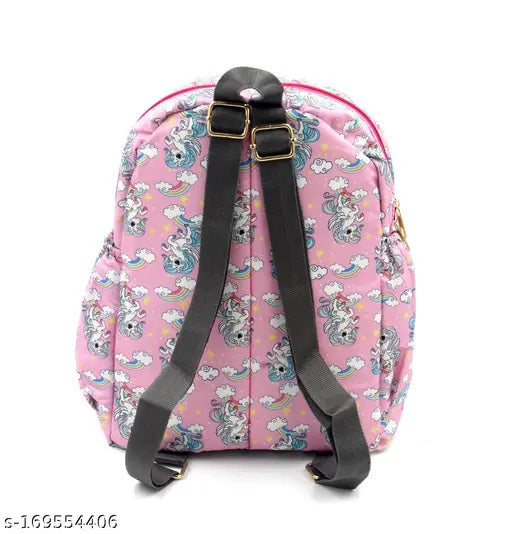 Unicorn-printed polyester mini backpack, perfect for a girl's daily adventures, free size (L9cm x W10cm x H30cm)