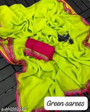 Georgette saree with embroidery lace border and latkan, Bollywood style for women & girls, smooth fabric, ideal for weddings