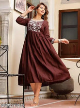 Mint Maroon embroidered rayon blouse with three-quarter sleeves, India-made women's fashion top in various sizes