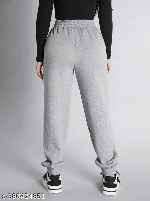 Grey cotton blend printed jogger pants, versatile style for athletic performance by Tabadtod
