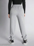 Grey cotton blend printed jogger pants, versatile style for athletic performance by Tabadtod