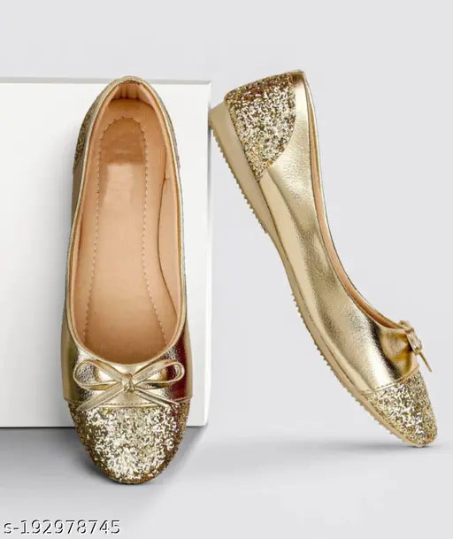 Synthetic leather golden bellies & Ballrinas ballet flats for women, lace-up pattern, value for money, various sizes available (IND-3 to IND-9)