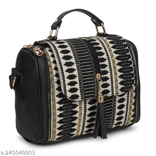 PU sling bag with adjustable strap, solid net pattern, 2 compartments. Indian-made Musrat party wear for girls & women, compact yet spacious for work or leisure