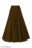 Silk blend solid Kali pattern maxi skirt, full length 40 inch, free size waist 28-44 inches, India origin