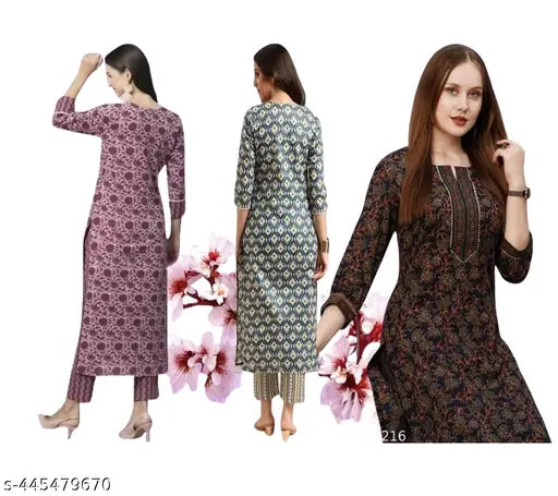 Women's printed top & bottom set, three-quarter sleeves, vibrant Indian fashion