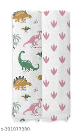 Organic cotton dinosaur leaf swaddles (Pack of 2) - Perfect for newborn babies' AC room use, multipurpose and ultra-soft
