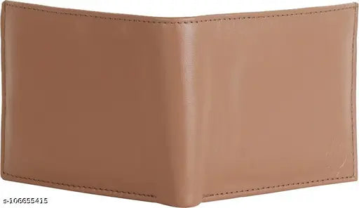 Brown faux leather men's wallet, regular size with 3 card slots and 1 compartment, free size (10cm x 14cm), made in China