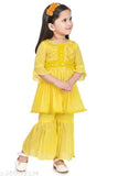 Embellished chiffon anarkali kurta set with sharara, suitable for 18-24 month old girls, Indian ethnic wear