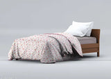 Red microfiber single bed comforter, 150 GSM, small flower pattern (54 L x 88 W in), cozy polyester with silicon fiber sheet